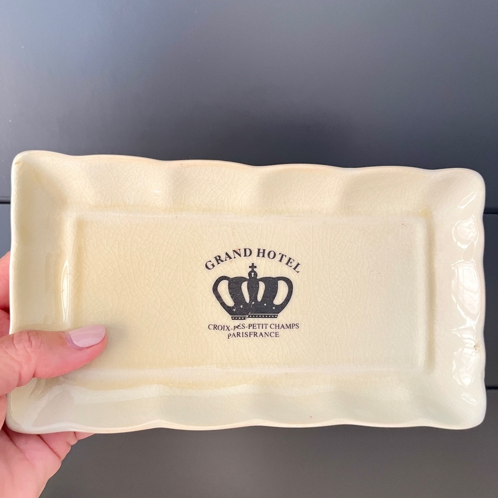 PARIS Vintage Grand Hotel Champs Rectangular Cream ceramic tray